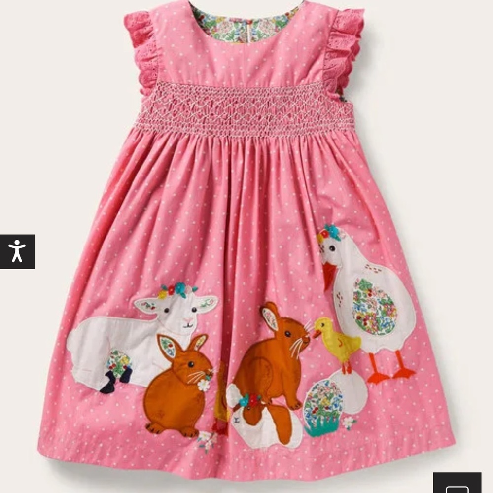 Mini Boden appliqué dress with animals